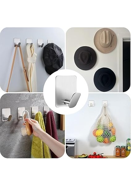 Delme Gerektirmeyen Havlu Askısı 6 Adet Kendinden Yapışkanlı Paslanmaz Çelik Havlu Askısı Yapışkan Kancası Elbise Askısı Duvar Askısı Kapı Kancası Mutfak ve Banyo Için Gümüş fırsatları