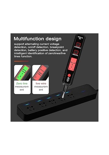 Ekran Elektrik Test Kalemi AC12-300V Gerilim Test Cihazı Canlı/sıfır Tel Ü El Feneri ve Sesli Işık Alarm Fonksiyonu ile Kablo Kesme Noktası Bulucu Doomun modelleri