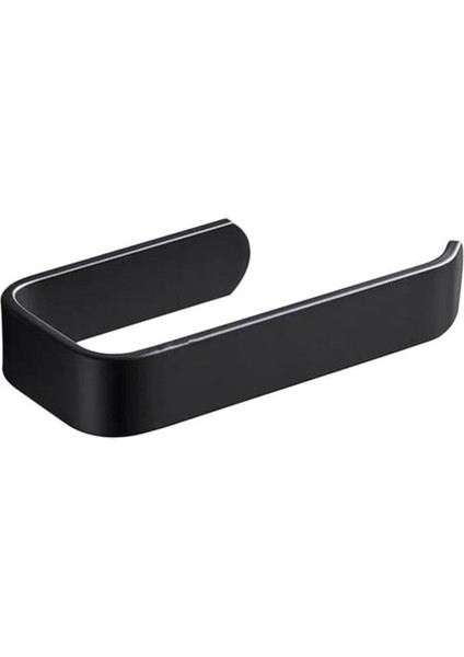 Banyo Yapışkanlı Lüks Tasarım Lamalı Tuvalet Kağıtlığı Siyah