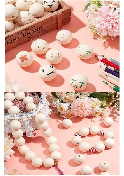 Ahşap Boncuk 26MM 20 Li 1 Paket Renkli Ahşap Boyalı Yuvarlak Doğal Boncuklar Saç Takı Tasarım Ektinlik Kreş Okul fırsatları