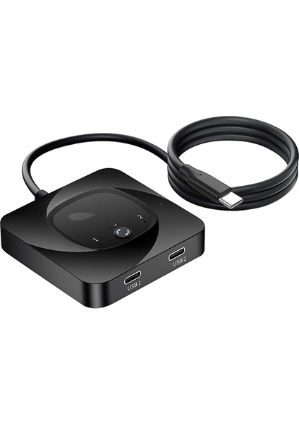 Usb-C Çift Yönlü Anahtar USB C Anahtar 2 Bilgisayar USB C Kvm Anahtarı 8K@60Hz Hdr 10GBPS Veri Aktarımı Pd 100W Şarj 2 Usb-C Kablosu Dahil Tablet Fon Ekranını Bağlayın Siyah