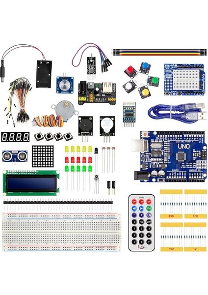 Robotik Arduino Ide ile Uyumlu Uno R3 Full Başlangıç Seti 165 Parça (E-Kitap Hediyeli)