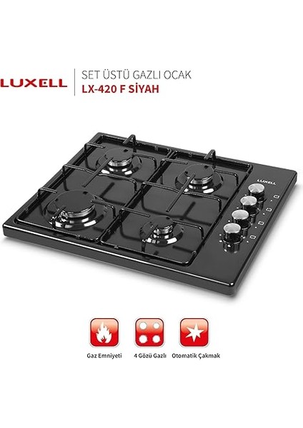 420F Emaye Doğalgazlı Setüstü Ocak, Siyah fiyatları