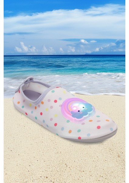 Işıklı Cloud Bulut Figürlü Kaymaz Tabanlı Esnek Hafif Dayanıklı Çocuk Havuz Plaj Deniz Ayakkabısı