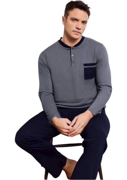 Pijamoni Erkek %100 Pamuk Penye Mevsimlik Uzun Kollu Pijama Takımı 6840 fiyatları