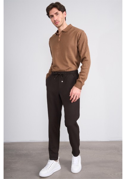 16 Kahverengi Erkek Venüs Jogger Poliviskon Pantolon