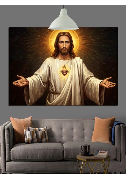 Açık Kollu Isa Portresi Dekoratif Kanvas - Mdf Ahşap Tablo fırsatları