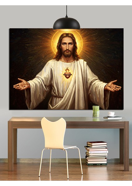 Açık Kollu Isa Portresi Dekoratif Kanvas - Mdf Ahşap Tablo indirimleri