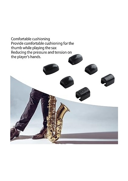 Silikon Saksafon Parmak Dayanağı 6 Adet Saksafon Anahtar Yükselticiler, Silikon Parmak Pedleri ve Başparmak Pedleri, Saksafon Için Rahat Yastıklama, Siyah modelleri