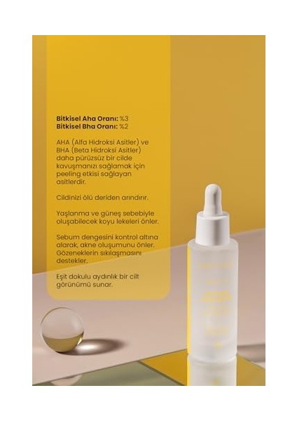 Bade Natural Aha Bha Yüz Serumu Cilt Tonu Eşitleyici Canlandırıcı ve Peeling Etkili 30 ml modelleri