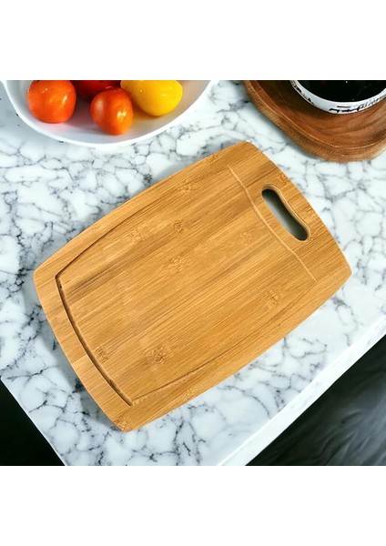 Bambu Kesme Tahtası Antibakteriel Yıkanabilir Doğrama Tahtası Dikdörtgen 34X24 cm