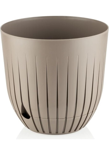 Saksı Tabaklı Delikli Plastik Çiçek Saksısı (Kahve, 10 Litre)