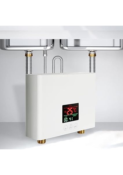 Şofben 3kw Mini Elektrikli Tankless Şofben LED Ekranlı Duvara Monte 3 Seviyeli Sıcaklık Ayarı Ev Mutfak Banyo Için Uzaktan Kumanda fiyatları