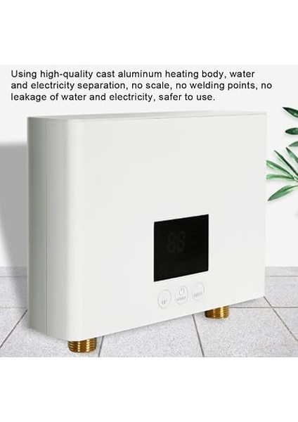 Şofben 3kw Mini Elektrikli Tankless Şofben LED Ekranlı Duvara Monte 3 Seviyeli Sıcaklık Ayarı Ev Mutfak Banyo Için Uzaktan Kumanda indirimleri