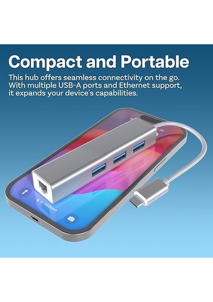 USB Tip C Ethernet 1000MBPS - 1 Gigabit RJ45 Adaptör ve 3 USB Bağlantı Noktası 3.0 Data Hub MacBook Air/pro iMac Acer Lenovo Asus Hp Samsung Huawei ile Uyumlu - Gümüş indirimleri