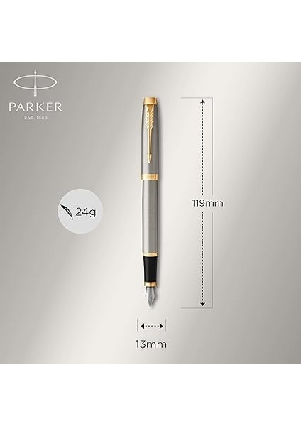 Im Brushed Metal Altın Tasarımlı Dolma Kalem, Orta Kalınlıkta Uç, Mavi Mürekkep (1931656) modelleri