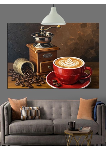 Kahve Fincanı Kahve Çekirdekleri Dekoratif Kanvas - Mdf Ahşap Tablo fiyatları