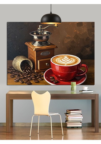 Kahve Fincanı Kahve Çekirdekleri Dekoratif Kanvas - Mdf Ahşap Tablo modelleri