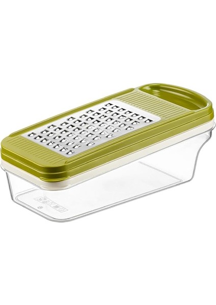 Home 3 Bıçaklı Yatay Rende, Rondo Rondoğrayıcı, Saklama Kabı Hazneli Kapaklı Plastik Rende, Çok Fonksiyonlu Mutfak Aleti, Sebze ve Meyveler Için Etkili Doğrama ve Rendeleme