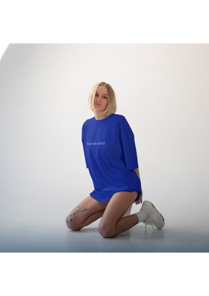 Don't Be Sorry Oversize Tişört - Mavi fiyatları