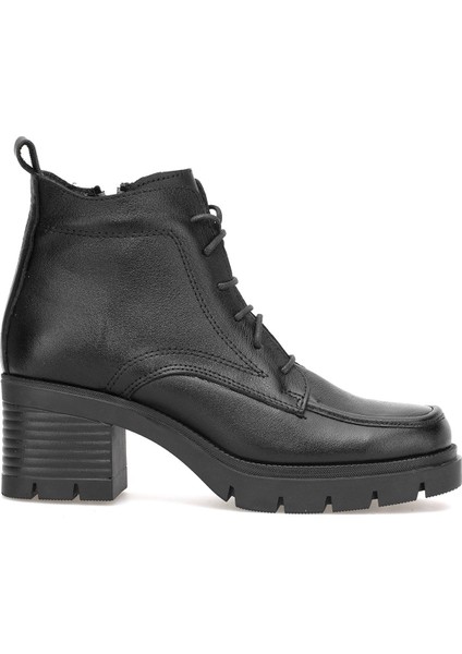 Elit Alvarine Kadın Hakiki Deri Topuklu Bot Siyah