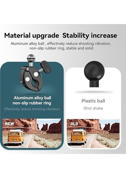 Motosiklet Gidonu Bisiklet Montaj Kelepçeleri Için Gopro Hero 13 12 11 10 9 Djı Osmo Action 5 Pro 4 3 INSTA360,360° Çift Top Başlı Kelepçe Tutucu 1/4-20 mm Kamera ve Telefon Için Adaptör fırsatları