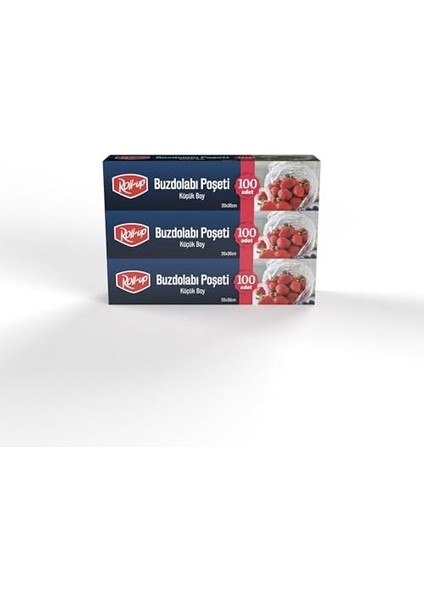 Roll-Up Küçük Boy Buzdolabı Poşeti 20X30CM 100'LÜ x 3 Paket (300 Adet)