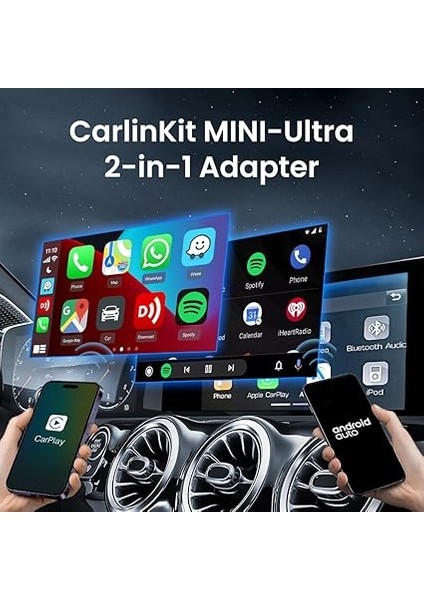 2025 Kablosuz Carplay & Android Araç Adaptörü, Kablosuza Yükseltilmiş Kablolu Bağlantı, Usb-A/type-C ile Tak ve Çalıştır, iPhone Ios 10+ ve Android 11.0+ ile Çalışır fiyatları
