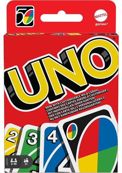 Games Uno Uno Kartlar, Renk ve Sayı Eşleştirmeli Klasik Kart Oyunu, Mattel Games W2087 W2087