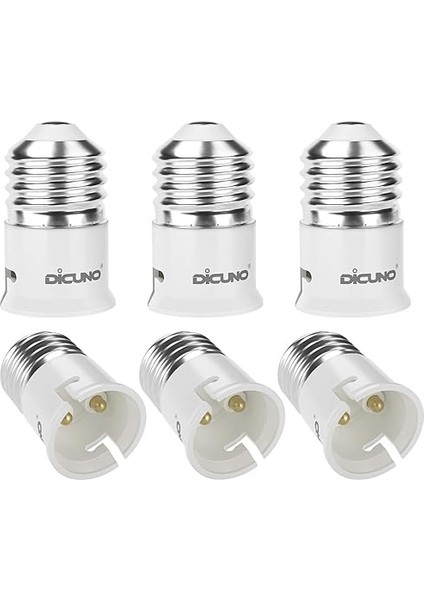 E27 - B22 Soket Dönüştürücü - Led, Akkor ve Cfl Ampüller Için Bayonet Adaptörüne (Es'den Bc'ye) Vidalı (6 Paket)