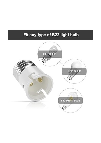 E27 - B22 Soket Dönüştürücü - Led, Akkor ve Cfl Ampüller Için Bayonet Adaptörüne (Es'den Bc'ye) Vidalı (6 Paket) fırsatları
