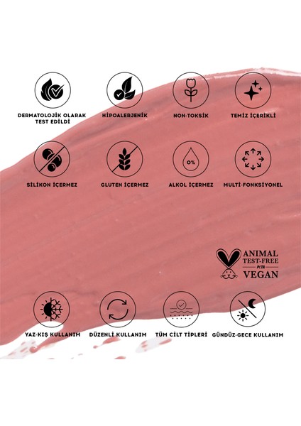 Allık Ruj Göz Farı Glow Tint Dusty Rose Nemlendirici Makyaj | 507 Gülkurusu | Hyaluronik Asit Peptit