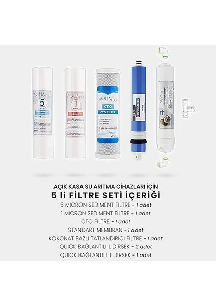 Su Açık Kasa Su Arıtma Cihazı 5li Filtresi Standart Membran Set fırsatları