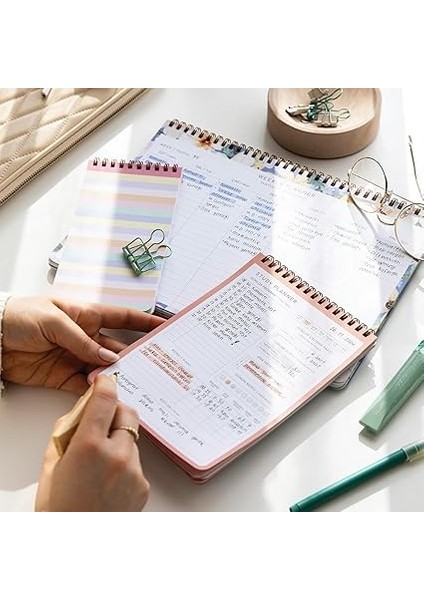 A4 Haftalık ve Günlük 3’lü Masaüstü Süresiz Planlayıcı Set – Çiçekler indirimleri