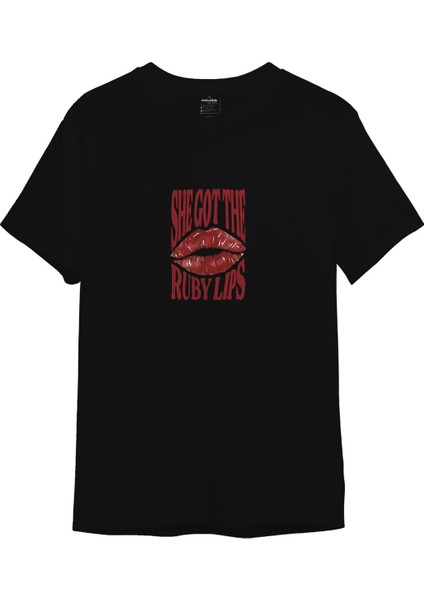 Ruby Lips Tişört - Siyah