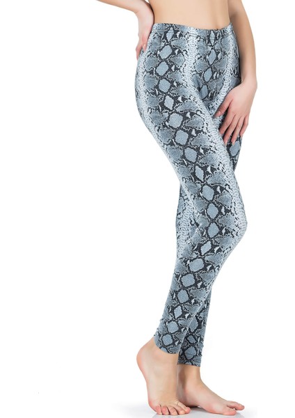 Derya Kurşun Yılan Derisi Görünümlü Uzun Kadın Tayt 444 fırsatları