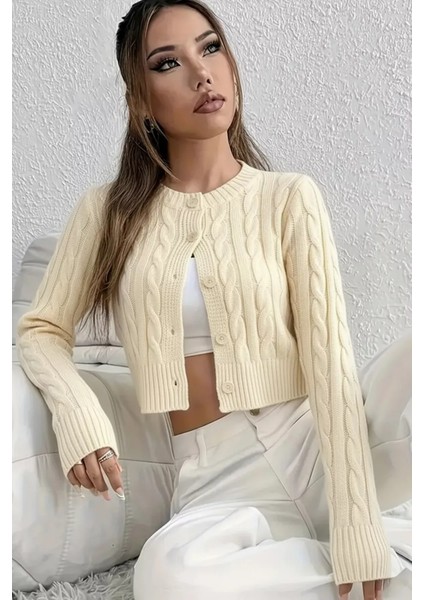 Örgü Desenli Kadın Triko Hırka (S,m,l Uyumludur) P-00018294