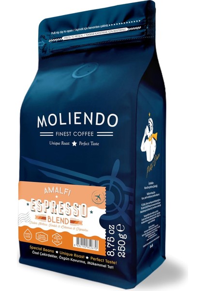 Moliendo Finest Coffee Amalfi Espresso Blend Kahve (Çekirdek) 250 G