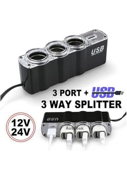 Han Araba Araç Oto Çakmak Çoklayıcı Çoğaltıcı Soketi USB Çakmaklık fırsatları