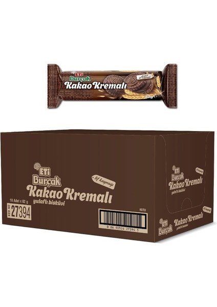 Eti Burçak Kakao Kremalı Yulaflı Bisküvi 82 G x 18 Adet modelleri