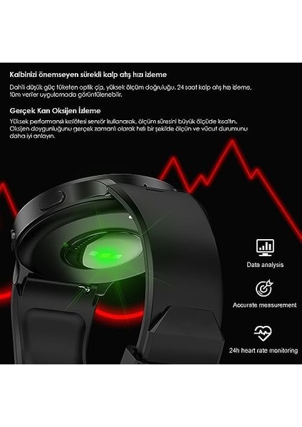 Labs Akıllı Saat 1.43 Inç Büyük Ekran IP68 Spor Mod Bt5.2 Siyah, Labs, 47MM modelleri