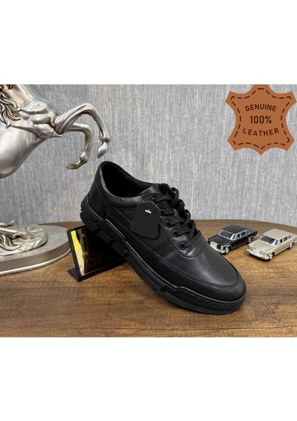 Erkek Hakiki Deri Bağcıklı Esnek Taban Spor Bot - Siyah - 40 fiyatları