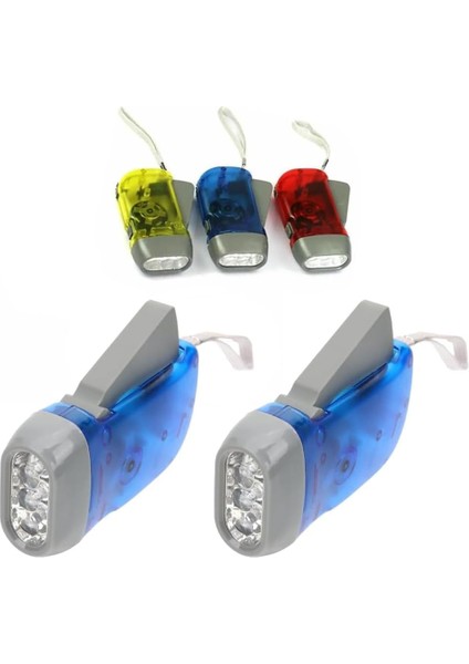 Manyetolu Dinamolu Kendinden Şarjlı Pilsiz Krank El, Çok Amaçlı Doğa, Spor, Deprem, Acil Işığı, Elle Basmalı Şarj Edilebilen - Renk Asorti (2 Adet)