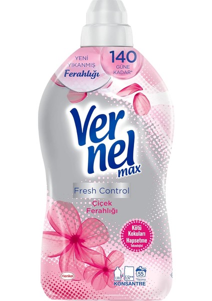 Vernel Max Konsantre Çamaşır Yumuşatıcısı 1320 ml 55 Yıkama Çiçek Ferahlığı