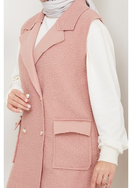 Kapak Cepli Düğmeli Yelek 1649 - Pudra fırsatları