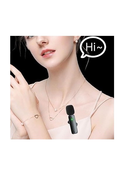 Akıllı Telefon Için Kablosuz Yaka Mikrofonu, C Konnektörlü, Gürültü Önleyici Parazit Önleyici Yaka Mikrofonu, Akıllı Çip, 20M Menzil, 13 Saat Kayıt (Black) modelleri