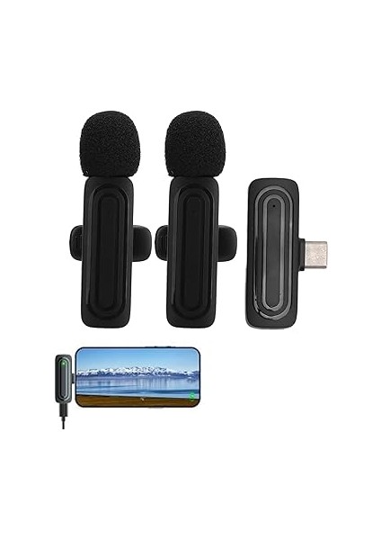 Akıllı Telefon Için Kablosuz Yaka Mikrofonu, C Konnektörlü, Gürültü Önleyici Parazit Önleyici Yaka Mikrofonu, Akıllı Çip, 20M Menzil, 13 Saat Kayıt (Black) fırsatları