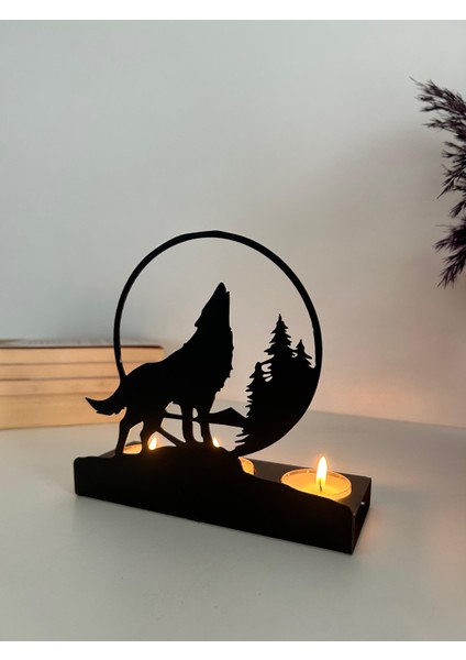 Uluyan Kurt Temalı Metal Dekoratif Mumluk fiyatları