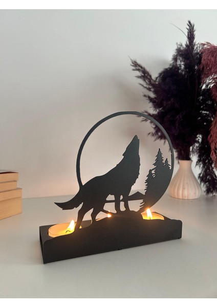 Uluyan Kurt Temalı Metal Dekoratif Mumluk modelleri