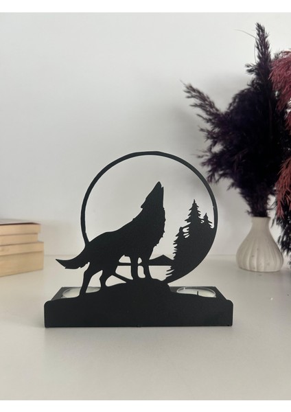 Uluyan Kurt Temalı Metal Dekoratif Mumluk fırsatları